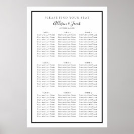 Einfache Schwarz-weiße Hochzeitskarte Poster