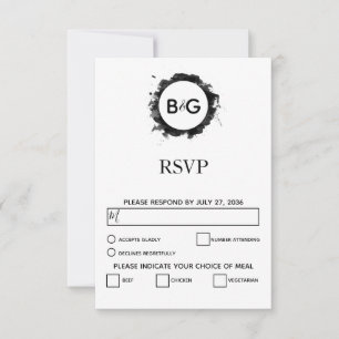 Einfache Schwarz-weiße Hochzeitskarten RSVP Karte