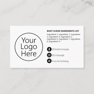 Einfache Schwarz-weiße Inhaltsstoffanleitung Logo Visitenkarte
