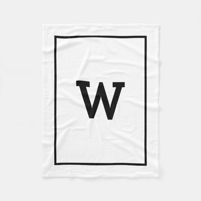 Einfache Schwarz-weiße Initialmonogramm Fleecedecke (Vorderseite)