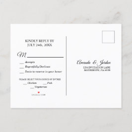 Einfache Schwarz-weiße Kalligrafie-Reaktion Postka Einladungspostkarte