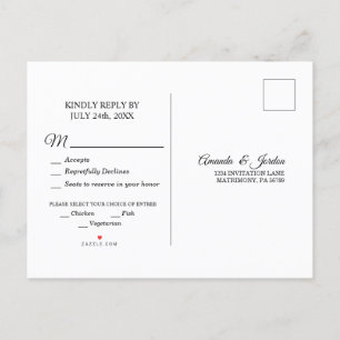 Einfache Schwarz-weiße Kalligrafie-Reaktion Postka Einladungspostkarte