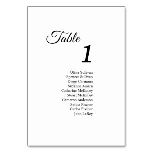 Einfache Schwarz-weiße Kalligraphie-Tischnummer Tischnummer