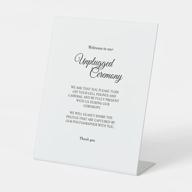 Einfache Schwarz-weiße Kalligraphie Unplugged Zere Sockelschild (Vorderseite)