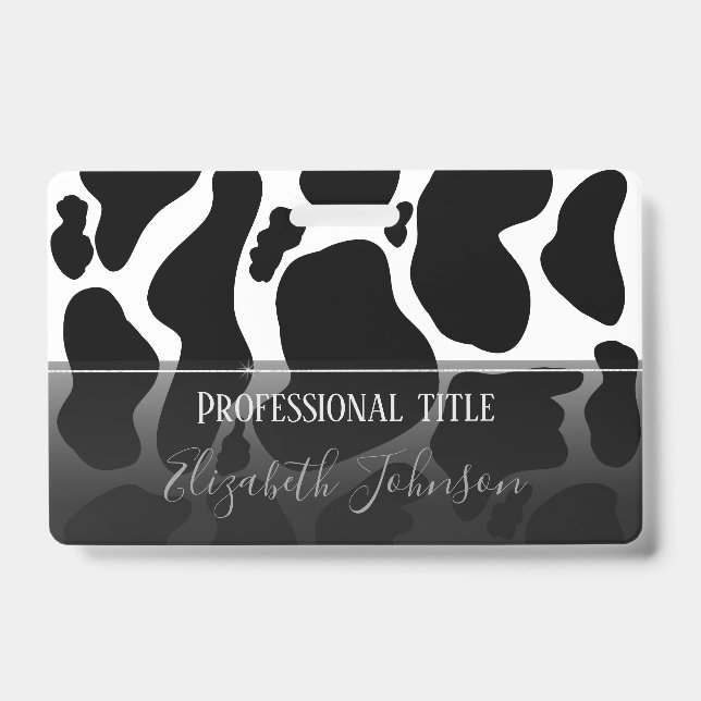 Einfache Schwarz-weiße Kuh Spots Tier Ausweis (Vorderseite)