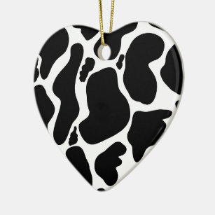 Einfache Schwarz-weiße Kuh Spots Tier Keramik Ornament