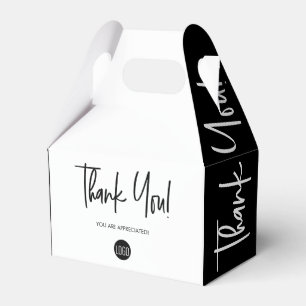 Einfache Schwarz-weiße Kundenempfehlung für Logos Geschenkschachtel