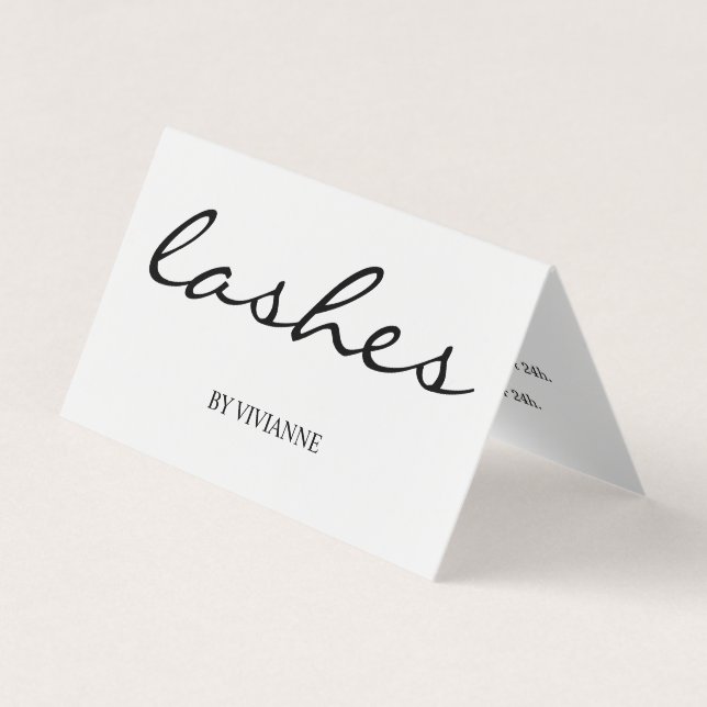 Einfache Schwarz-weiße Lash Business Card Visitenkarten (Vorderseite)