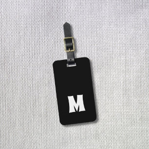 Einfache Schwarz-weiße Linien fett Monogramm Gepäckanhänger