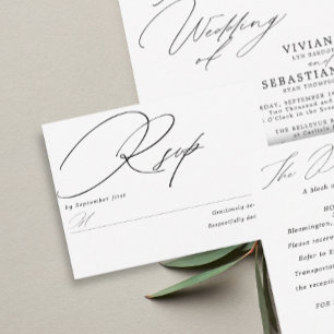 Einfache Schwarz-weiße Mahlzeit RSVP Karte