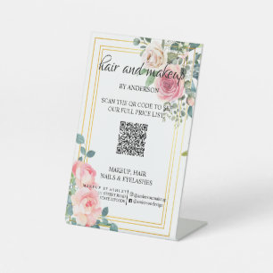 Einfache schwarz-weiße Makeup digitale QR Preis Pe Sockelschild