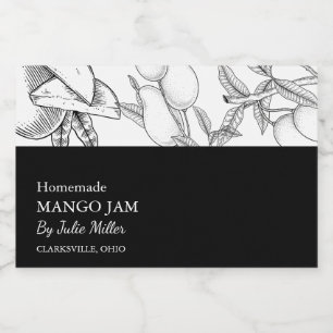 Einfache schwarz-weiße Mango-Konfitüre Lebensmitteletikett