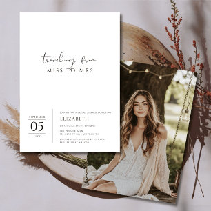 Einfache Schwarz-weiße Miss an Frau Brautparty Fot Einladung