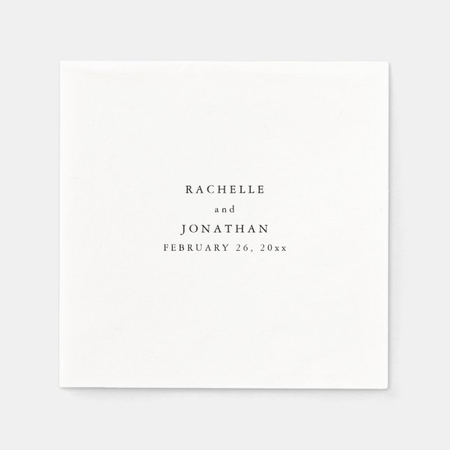 Einfache Schwarz-weiße Monogram Wedding Napkins Serviette (Vorderseite)