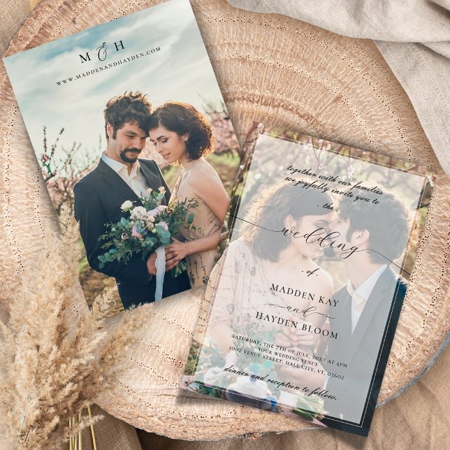 Einfache Schwarz-weiße Overlay Elegantes Foto Hoch Einladung (Von Creator hochgeladen)