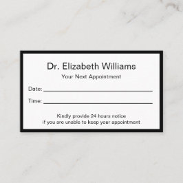 Einfache Schwarz-weiße Personalausweis für Ärzte Terminkarte