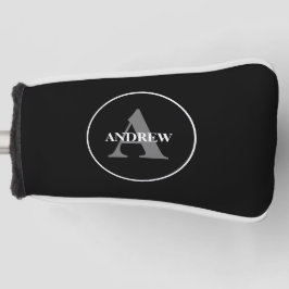 Einfache Schwarz-weiße Personalisierte Monogramm Golf Headcover