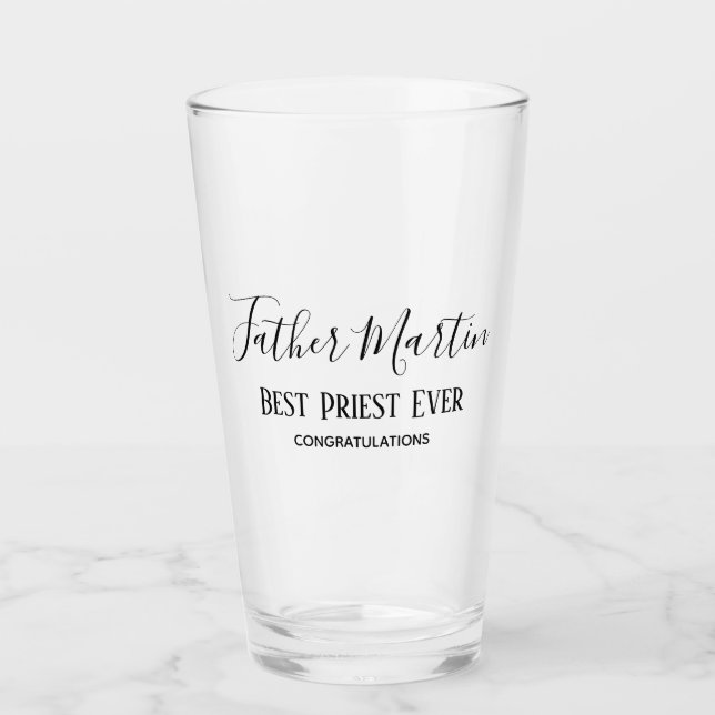 Einfache Schwarz-weiße PRIEST PASTOR CLERGY Glas (Vorderseite)