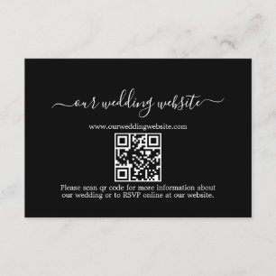 Einfache Schwarz-weiße QR-Hochzeit Begleitkarte