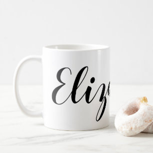 Einfache Schwarz-weiße Skriptbezeichnung Kaffeetasse