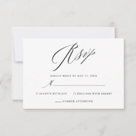Einfache Schwarz-weiße Skripthochzeit RSVP Karte