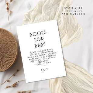 Einfache Schwarz-weiße Textbücher für Babydusche Einladung