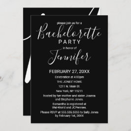 Einfache Schwarz-weiße Typografie Bachelorette Einladung
