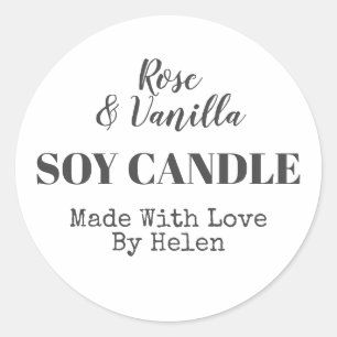 Einfache schwarz-weiße, zentrierte Sojenkandle Runder Aufkleber