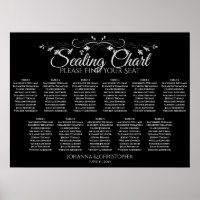 Einfache schwarze 11 Tabelle Hochzeitskarte