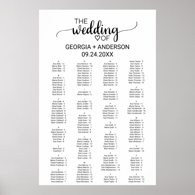 Einfache schwarze Alphabetisierungskarte Poster (Vorne)