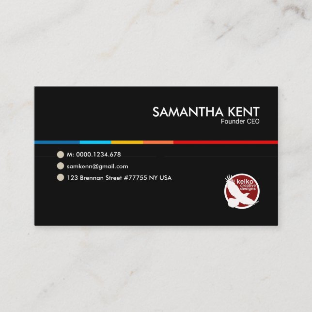 Einfache schwarze auffallende Linie CEO-Gründer Visitenkarte (Vorderseite)