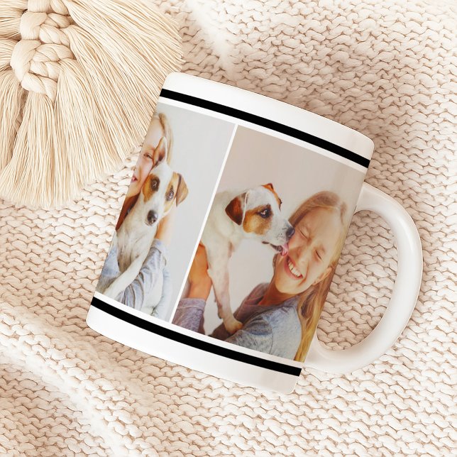 Einfache Schwarze Begleiter angepasste FotoCollage Kaffeetasse (Von Creator hochgeladen)