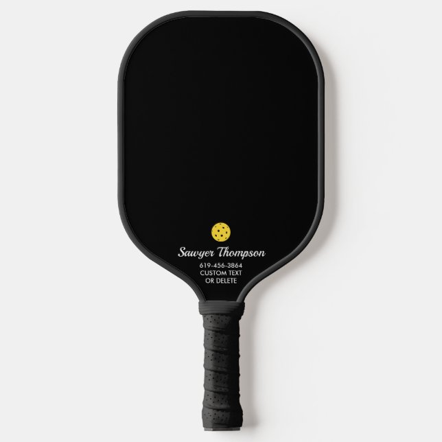 Einfache schwarze benutzerdefinierte Textbezeichnu Pickleball Schläger (Vorderseite)