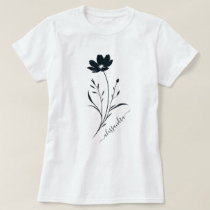 Einfache Schwarze Blume - Minimalistisches Blumend T-Shirt