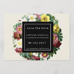 Einfache Schwarze Box   Vintage Blume Save the Dat Date