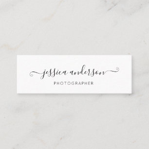 Einfache Schwarze Elegante Moderne Skriptkalligraf Mini Visitenkarte