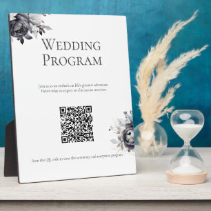 Einfache Schwarze Flora Hochzeit Programm Signatur Fotoplatte