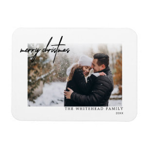 Einfache schwarze frohe Weihnachts-White Card Magnet