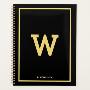 Einfache Schwarze Gold Erstmonogramm monatlich Planer