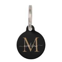 Einfache Schwarze Gold Monogram Feminine Script Na