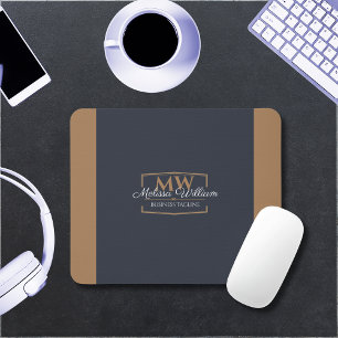 Einfache Schwarze Gold Monogram Mousepad