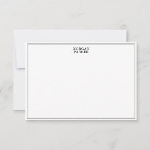 Einfache schwarze Grenze mit Name Stationery Mitteilungskarte