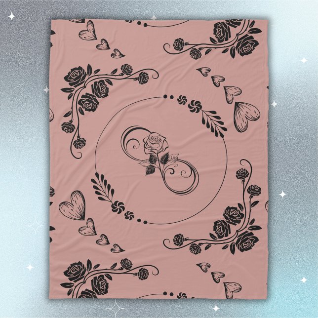 Einfache schwarze Herzen, Blüte, Unendlichkeit auf Fleecedecke (Von Creator hochgeladen)