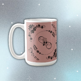 Einfache schwarze Herzen, Blüte, Unendlichkeit auf Kaffeetasse