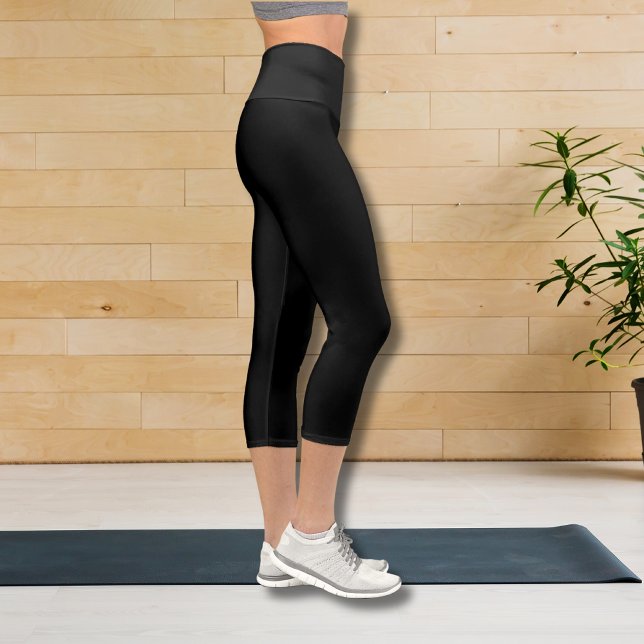 Einfache schwarze Hoch-Waisted-Schwarz Capri Leggings (Von Creator hochgeladen)