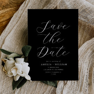 einfache schwarze Hochzeit Save the Date