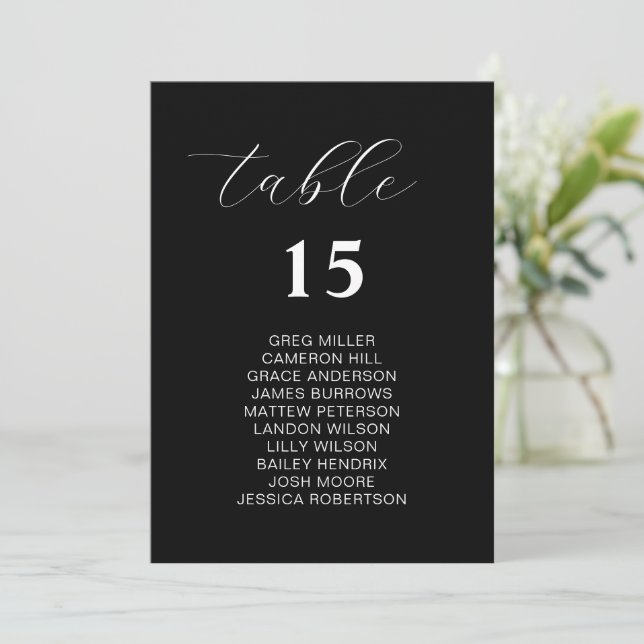 Einfache schwarze Hochzeitskarten Einladung (Stehend Vorderseite)