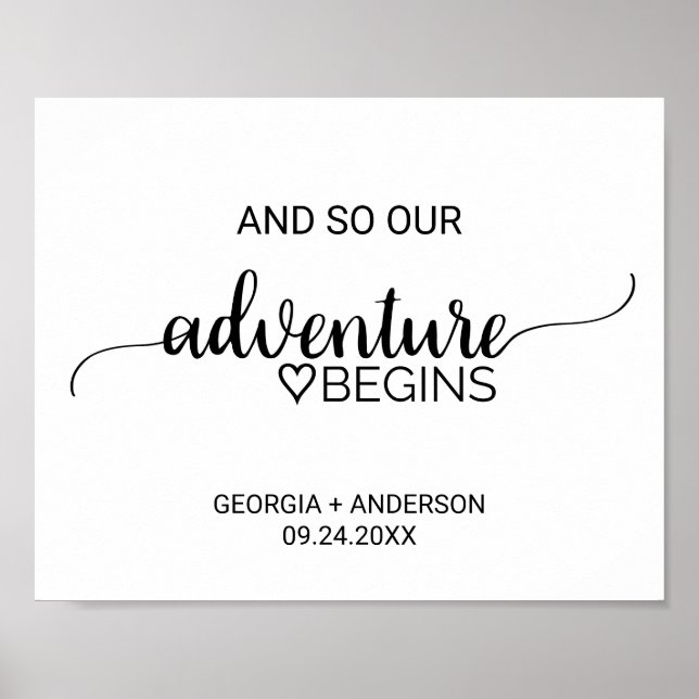 Einfache Schwarze Kalligrafie Abenteuer beginnt zu Poster (Vorne)