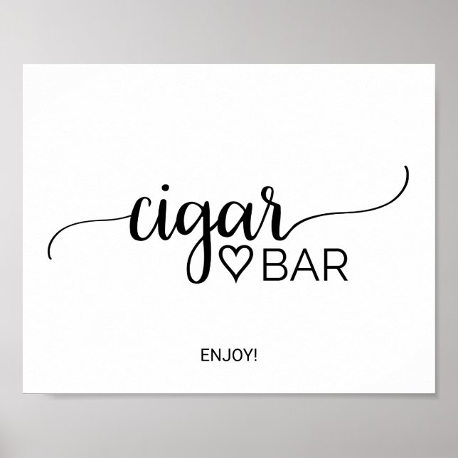 Einfache Schwarze Kalligrafie Cigar Bar Sign Poster (Vorne)