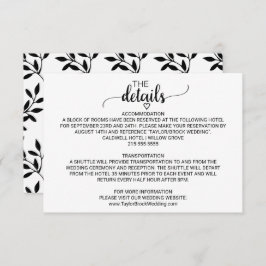 Einfache Schwarze Kalligrafie-Details-Karte Begleitkarte